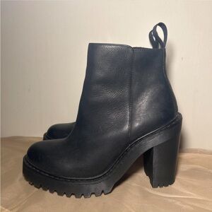 Dr. Martens Magdalena black leather heeled chunky boots